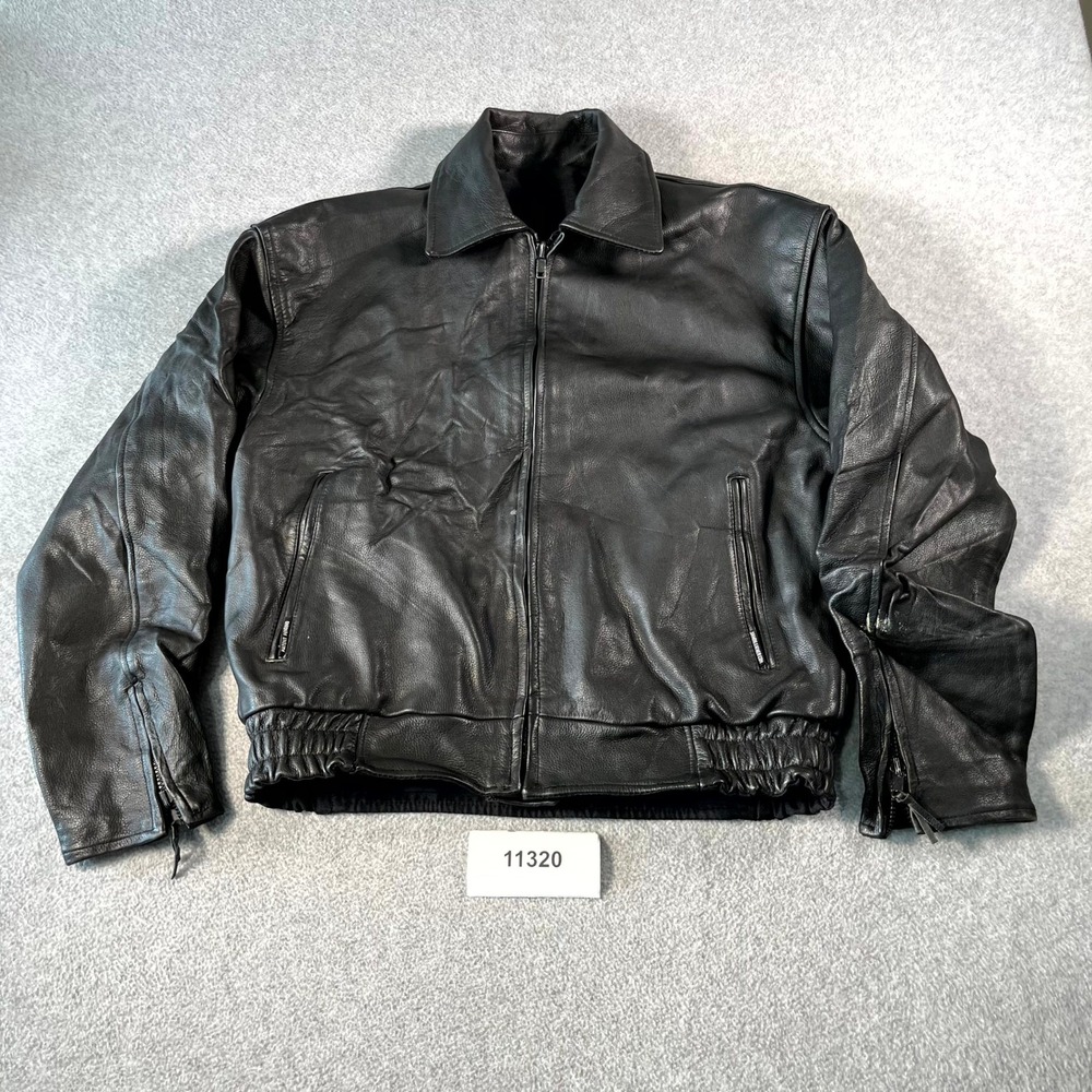 Vintage Motorcycle Bomber Jacket by Jamin Leather Mens M Black Leather